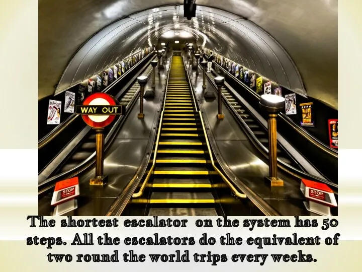The shortest escalator on the system has 50 steps. All the escalators