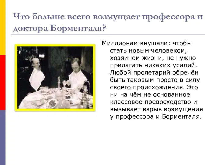 Что больше всего возмущает профессора и доктора Борменталя? Миллионам внушали: чтобы стать