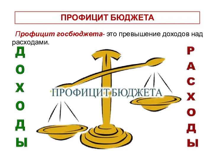 Профицит госбюджета- это превышение доходов над расходами. ПРОФИЦИТ БЮДЖЕТА