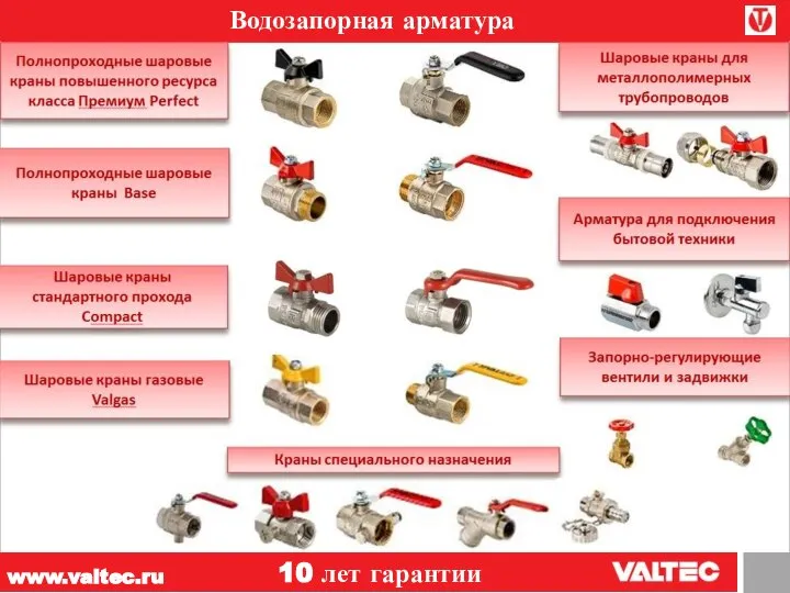www.valtec.ru 10 лет гарантии Водозапорная арматура