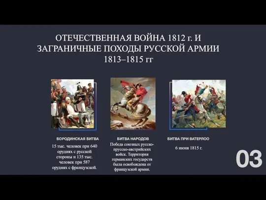 03 ОТЕЧЕСТВЕННАЯ ВОЙНА 1812 г. И ЗАГРАНИЧНЫЕ ПОХОДЫ РУССКОЙ АРМИИ 1813–1815 гг