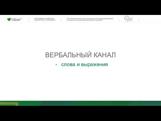 ВЕРБАЛЬНЫЙ КАНАЛ слова и выражения