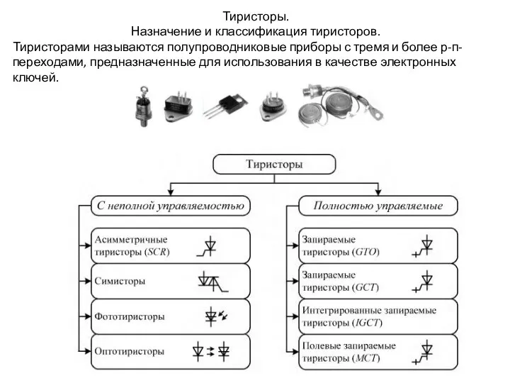 Тиристоры. Назначение и классификация тиристоров. Тиристорами называются полупроводниковые приборы с тремя и