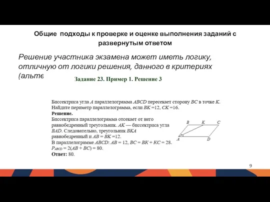 Общие подходы к проверке и оценке выполнения заданий с развернутым ответом Решение