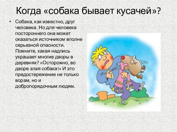 Когда «собака бывает кусачей»? Собака, как известно, друг человека. Но для человека