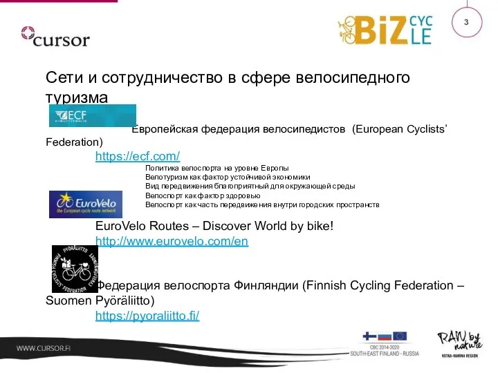Сети и сотрудничество в сфере велосипедного туризма Европейская федерация велосипедистов (European Cyclists’