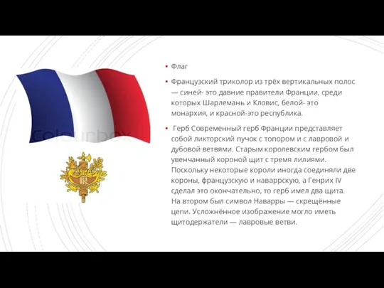 Флаг Французский триколор из трёх вертикальных полос — синей- это давние правители