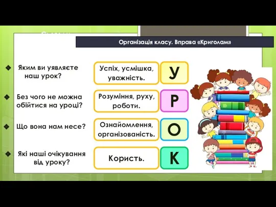 11.09.2022 Сьогодні Організація класу. Вправа «Криголам» У Р О К Яким ви