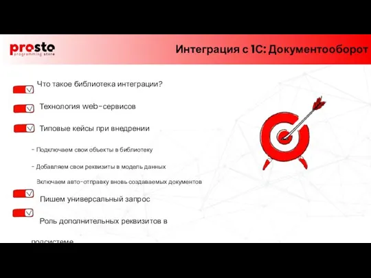 1. Что такое библиотека интеграции? 2. Технология web-сервисов 3. Типовые кейсы при