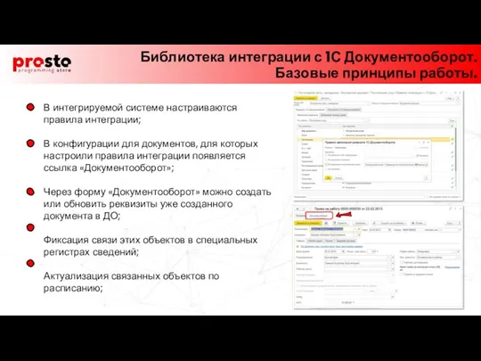 В интегрируемой системе настраиваются правила интеграции; В конфигурации для документов, для которых