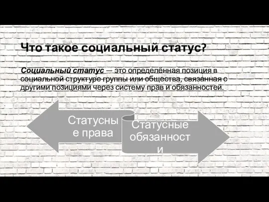 Что такое социальный статус? Социальный статус — это определённая позиция в социальной