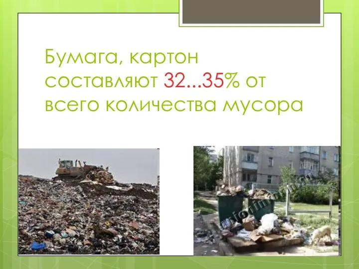 Бумага, картон составляют 32...35% от всего количества мусора