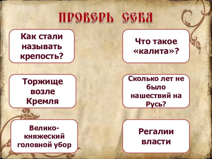 Кремль Как стали называть крепость? кошель Что такое «калита»? Регалии власти Красная