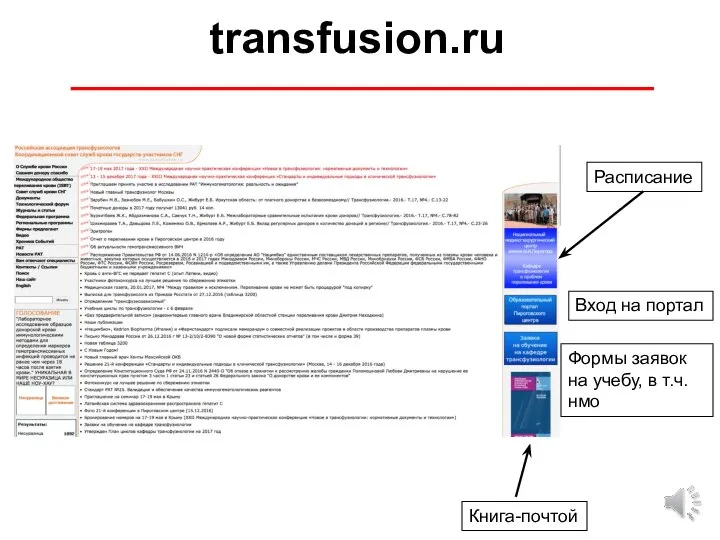 transfusion.ru Расписание Вход на портал Формы заявок на учебу, в т.ч. нмо Книга-почтой