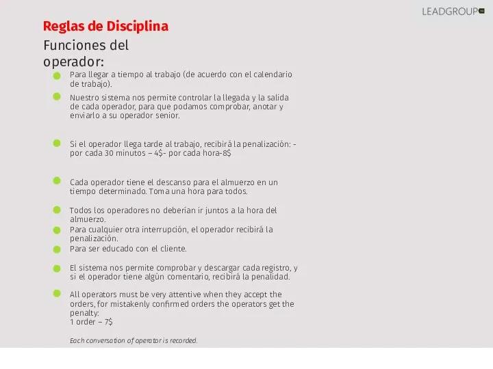 Funciones del operador: Para llegar a tiempo al trabajo (de acuerdo con