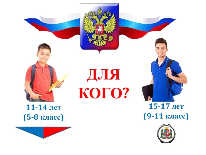 ДЛЯ КОГО? 11-14 лет (5-8 класс) 15-17 лет (9-11 класс)