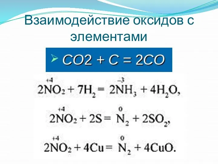 Взаимодействие оксидов с элементами