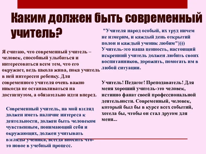 Каким должен быть современный учитель? Я считаю, что современный учитель – человек,