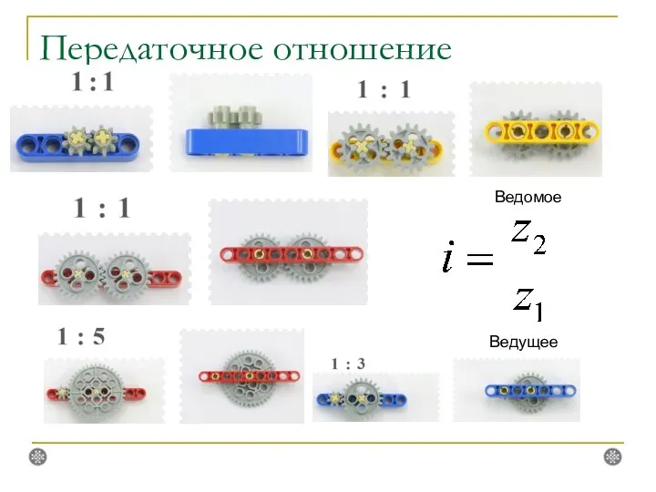 Передаточное отношение Ведущее Ведомое