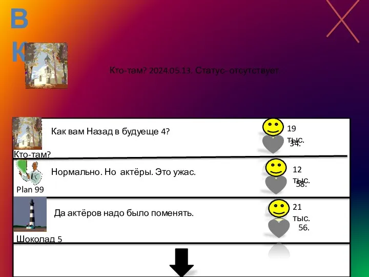 ВК Кто-там? 2024.05.13. Статус- отсутствует. Кто-там? Как вам Назад в будуеще 4?