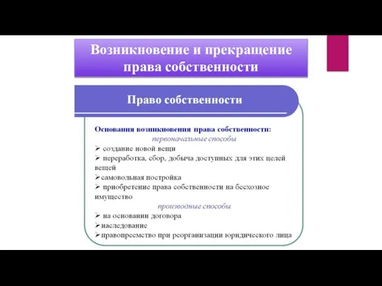 Возникновение и прекращение права собственности