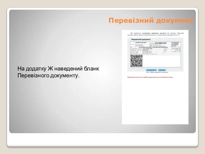 Перевізний документ На додатку Ж наведений бланк Перевізного документу.