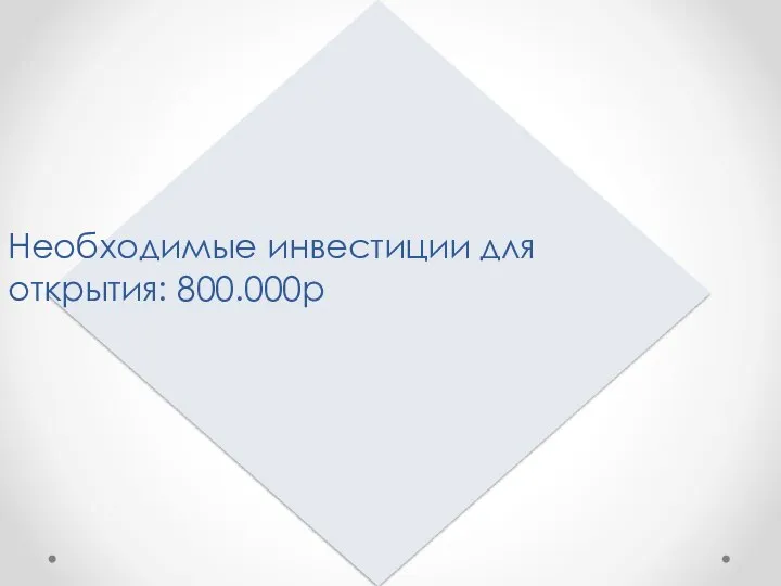 Необходимые инвестиции для открытия: 800.000р