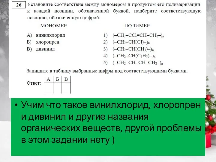 Учим что такое винилхлорид, хлоропрен и дивинил и другие названия органических веществ,