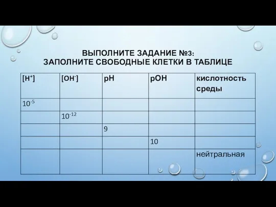 ВЫПОЛНИТЕ ЗАДАНИЕ №3: ЗАПОЛНИТЕ СВОБОДНЫЕ КЛЕТКИ В ТАБЛИЦЕ