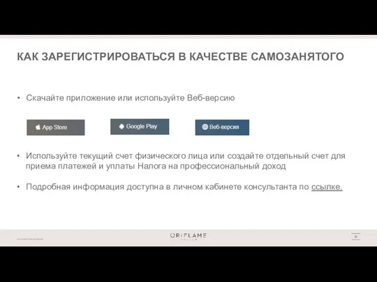 КАК ЗАРЕГИСТРИРОВАТЬСЯ В КАЧЕСТВЕ САМОЗАНЯТОГО Скачайте приложение или используйте Веб-версию Используйте текущий