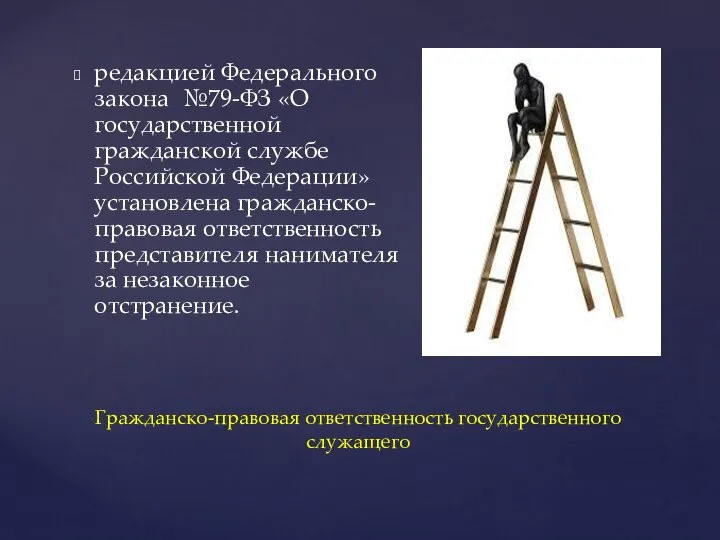 редакцией Федерального закона №79-ФЗ «О государственной гражданской службе Российской Федерации» установлена гражданско-правовая