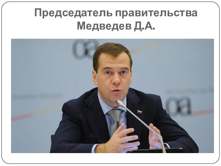 Председатель правительства Медведев Д.А.