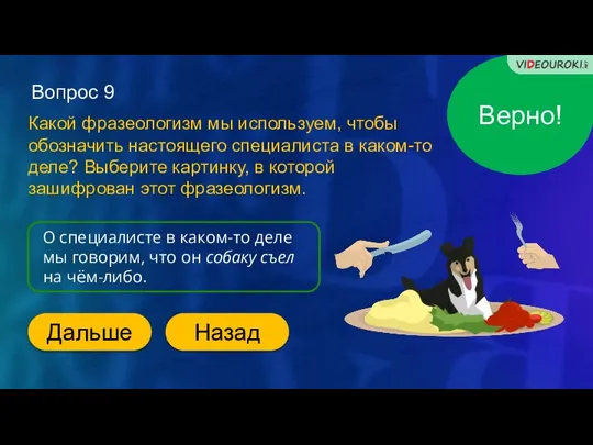 Вопрос 9 Какой фразеологизм мы используем, чтобы обозначить настоящего специалиста в каком-то