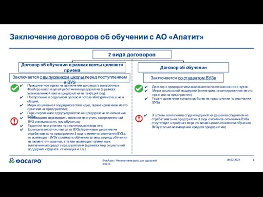 08.02.2022 Заключение договоров об обучении с АО «Апатит» Договор об обучении Договор