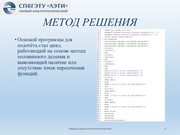 МЕТОД РЕШЕНИЯ Основой программы для подсчёта стал цикл, работающий на основе метода