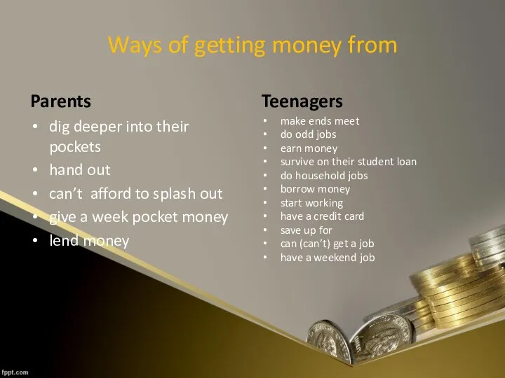 Ways of getting money from Parents dig deeper into their pockets hand