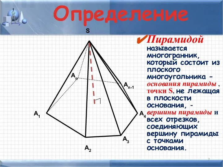 А1 А2 А3 А4 Аn Аn-1 S Пирамидой называется многогранник, который состоит