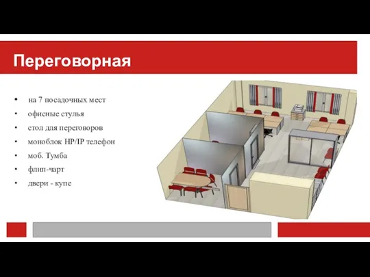 Переговорная на 7 посадочных мест офисные стулья стол для переговоров моноблок HP/IP