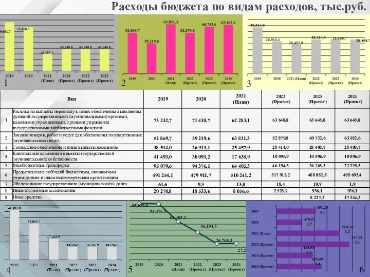 Расходы бюджета по видам расходов, тыс.руб. 1 5 6