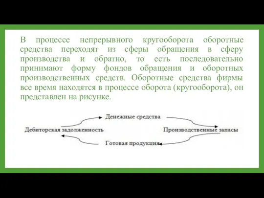 В процессе непрерывного кругооборота оборотные средства переходят из сферы обрaщения в сферу