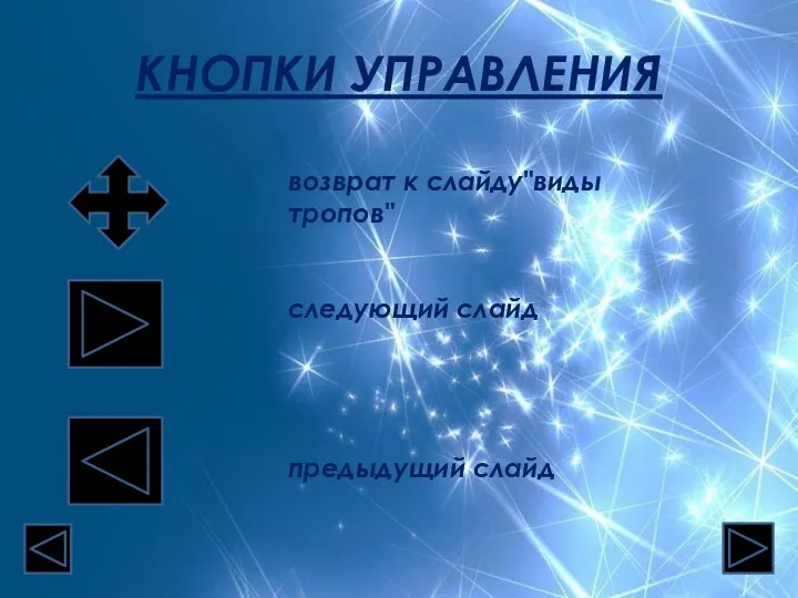 КНОПКИ УПРАВЛЕНИЯ возврат к слайду"виды тропов" следующий слайд предыдущий слайд