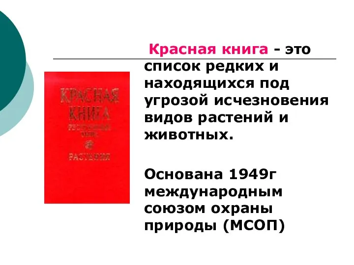 Красная книга - это список редких и находящихся под угрозой исчезновения видов