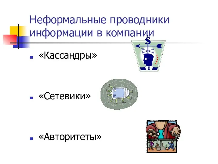 Неформальные проводники информации в компании «Кассандры» «Сетевики» «Авторитеты»