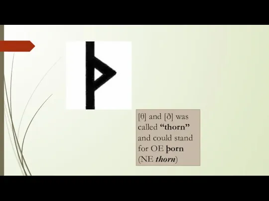 [θ] and [ð] was called “thorn” and could stand for OE þorn (NE thorn)