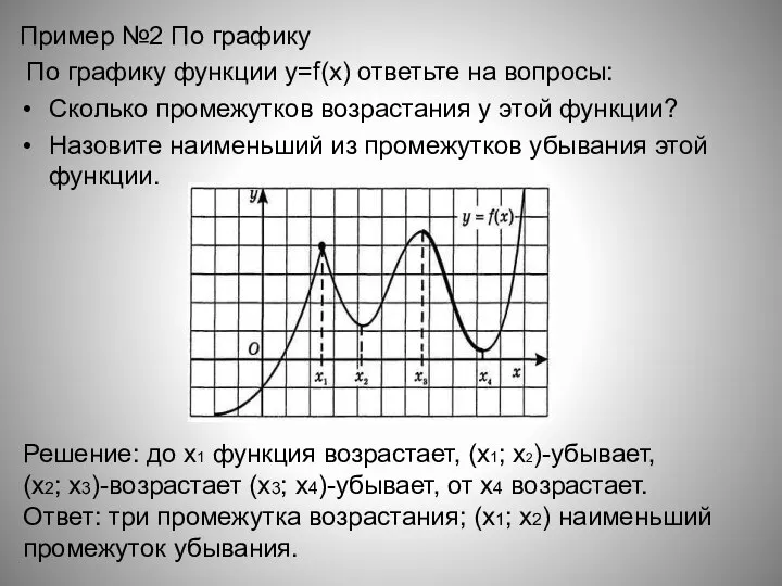 Пример №2 По графику По графику функции y=f(x) ответьте на вопросы: Сколько