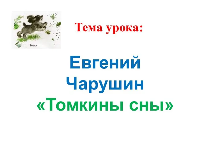 Тема урока: Евгений Чарушин «Томкины сны»