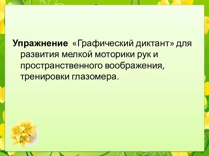 Упражнение «Графический диктант» для развития мелкой моторики рук и пространственного воображения, тренировки глазомера.