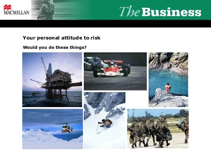 Your personal attitude to risk Would you do these things?