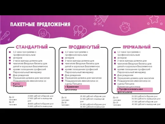 1,5 часа программа с профессиональным актером 2 часа аренды домика для чаепития