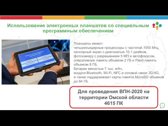 5 Использование электронных планшетов со специальным программным обеспечением Планшеты имеют: четырехъядерные процессоры